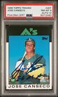 Jose Canseco 1986 Topps Traded Signed Rookie Card #20T Auto Graded PSA 10 712480