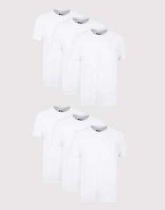 Hanes Men's White Crewneck T-Shirt 6-Pack Undershirt Tee TAGLESS FreshIQ Comfort