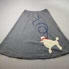 Vintage Poodle Skirt 15-16 Elastic Waist Gray Wool Midi Made USA Ermane 50s 60s