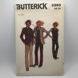 Butterick 3363 Mens Size 38 Jacket Vest & Pants Sewing Pattern FF UNCUT