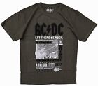 AC/DC Men's Retro Vintage 1977 In Concert Tour Olive Washed Tee T-Shirt