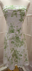 NWT Teeze Me Green Toile Strapless Dress Cotton Linen Look Fit Flare Sz 3 Small
