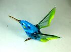 hand blown glass animal hummingbird murano style figurine ornament blue art 3.8