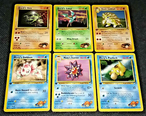 1ST EDITION GYM HEROES - BROCK'S / MISTY'S POKEMON NON HOLO 6-CARD LOT (EX/NM)
