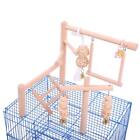 Bird Cage Play Stand Toy Set-Birdcage Wood Stands Hanging Chew Toys Ladder Sw...