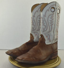 Justin Mens Bent Rail Square Toe Cream Brown Cowboy Boots BR301 Size 12 D