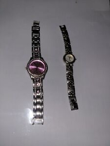 Lot Of 2 Women's Watches for Parts or  Repair F2 Fossil ES-8929 and Unbrand...