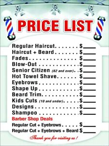 1.5X 24 BARBER SHOP Price List MODERN HAIR STYLES Price List MEN YOUTH & KIDS