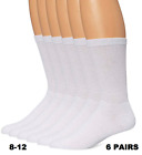 Hanes Women's White Crew 6 Pair Soft & Cushioned Socks Shoe Size 8-12 Extended
