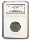 2004-D 25C Wisconsin State Extra LEAF LOW Washington Quarter NGC MS64 Coin 4-004