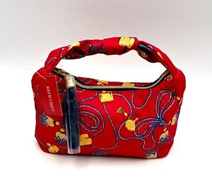 Estee Lauder Tassel Printed Makeup  Bag/ HandBag ~ Red
