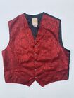 Wah Maker Vest XXL Mens Vintage Western Red Floral Cowboy Waistcoat Made in USA