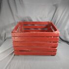 Authentic Vintage Wood Slat Crate Apple Bushel Box Painted Red Rustic Decor