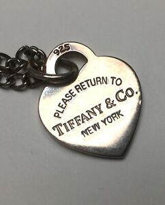 Please Return to Tiffany & Co Silver New York 925 Heart Tag Necklace