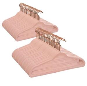 Non-Slip Velvet Clothing Hangers, 100 Pack, Pink, Space Saving