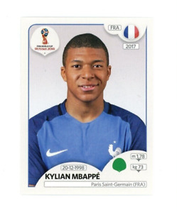 2018 Panini World Cup Russia Kylian Mbappe Rookie Sticker Card RC #197 France