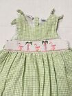 Bt Kids size 6 Smocked Dress green gingham and pink flamingo great!