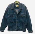 Eddie Bauer 90s Blue Denim Trucker Button Jean Jacket Mens Size Medium