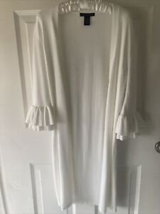 Women’s Grace Elements Size Small Light Open Cardigan Sweater~ Maxi Length~Ivory