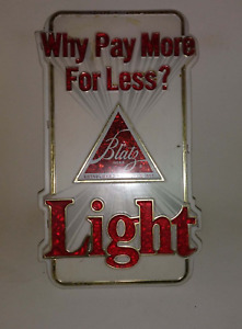 Blatz Light Plastic Beer Sign 1982 