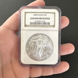 2008 $1 American Silver Eagle Dollar NGC Gem Uncirculated