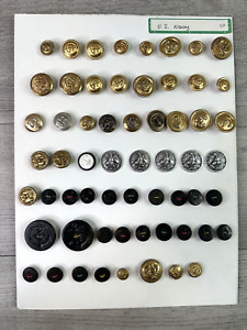 Collector Card Vintage US Navy Military Buttons Mixed Materials