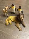 Toy Animal Figure Lot Schleich, AAA, 2/ Penguins, Laying Lion, Giraffe Se Pics