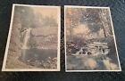 Photos Waterfalls.Hand Tinted ,  Forrest UnFramed,Pair Of Vintage