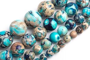Blue Sea Sediment Imperial Jasper Beads Round Gemstone Loose Beads 4/6/8/10MM