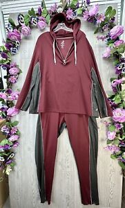 Track Suit Size 4X Womens Hoodie & Pants Stretch Slimming Workout 2 Piece Red