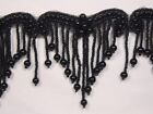 BLACK VICTORIAN BEADED FRINGE TRIM Sewing and Crafts 0229