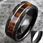 Personalized Black Tungsten Men's Ring Charred Whiskey Barrel Wedding Band