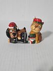 Cracker barrel  Cat and Dog Salt and Pepper Shakers Ceramic Holiday