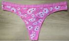 Victoria's Secret Signature Waistband Pink Floral Cotton Thong String Panties L
