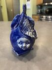 Studio Art Pottery Blue Glazed Perpetual Face Maiden Vase Pear Creamer Whimsey