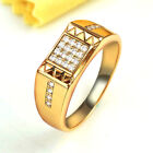 Gold Plated Ring Men Cubic Zirconia Square Wedding Bridal Jewelry