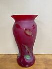 HTF Fenton Art Glass  golden tulip Ruby  Vase 2008, Hand Painted #690/950