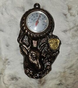 Vintage Antique Brass Copper Dear Thermometer Japan Ohio