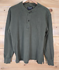 FILSON Henley Long Sleeve Shirt Men Size Large Green Thermal Button Stain