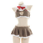 Night Dress Sexy Lingerie Cat Girl Plush Pajama Set Anime Cosplay Top Mini Skirt