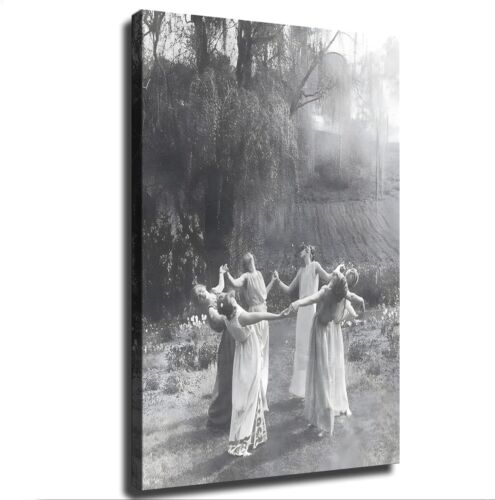 Witch Coven Gothic Wall Art Dancing By Moonlight Poster Picture Canvas Framed