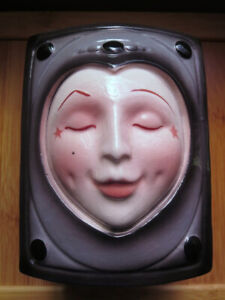 Clay Art Ceramic Face Mask Vase, Art Deco Face, Heart Shape, RARE