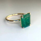 3.00 Carat Genuine Emerald Solitaire Women's Ring In Solid 14k Yellow Gold