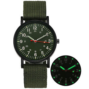 Military Army Mens Canvas Strap Analog Quartz Luminious Sport Wrist Watch Gift