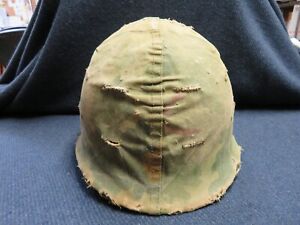 1970'S US M1 HELMET W/ CAMOUFLAGE COVER & LINER