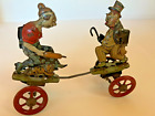 Antique 1924 German EINFALT/NIFTY Maggie & Jiggs Tin Litho Wind-Up Platform Toy