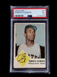 ROBERTO CLEMENTE 1963 FLEER BASEBALL CARD #56 PSA 5.5 EXCELLENT+ HOF PIRATES