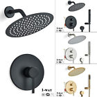 Shower Faucet Set System 8inch Round Rainfall Shower Head Combo with Mixer Valve