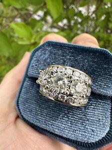 Zales 14k Past Present Future 4ct  Diamond $8,000 Retail 3 stone RING Sz 5.5