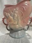 Vintage Hull USA Wildflower pink/green double handled vase planter